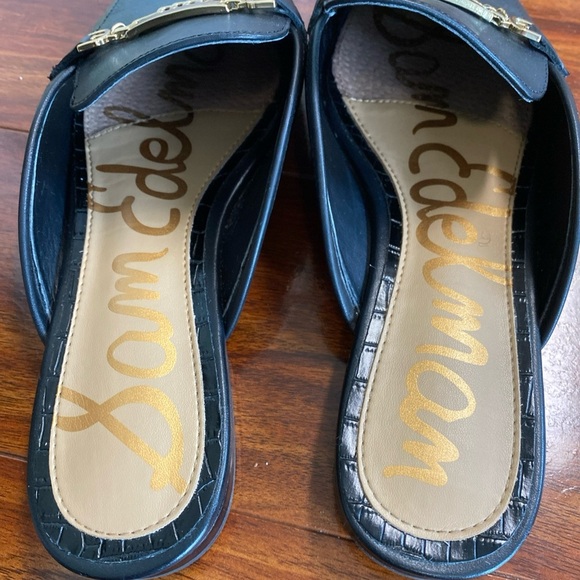 Sam Edelman Evelan Black Leather Chain Square-Toe Loafer Mule, Size 9M (V-8) - Picture 4 of 7